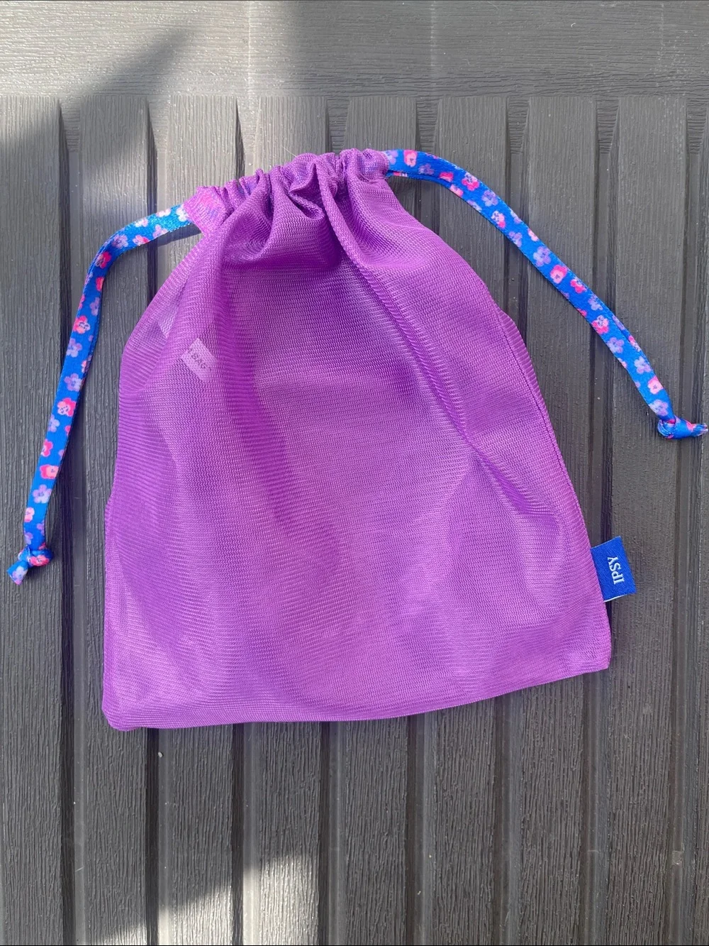Ipsy - Purple Makeup Bag with Blue Floral Ties